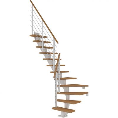 DOLLE Mittelholmtreppe Frankfurt, inkl. einseitigem Designgeländer, Design (weiß), 1/4 gewendelt,240 cm - 279 cm,75 cm,E