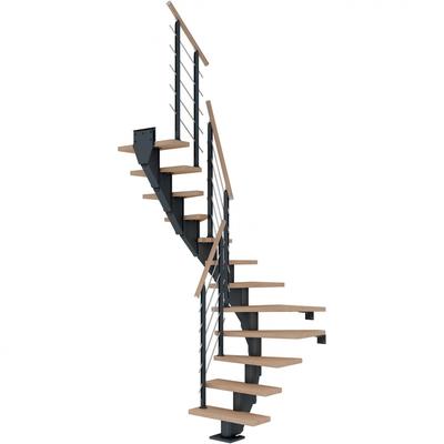 DOLLE Mittelholmtreppe Frankfurt, inkl. einseitigem Designgeländer, Design (anthrazit), 1/2 gewendelt,259 cm - 301 cm,75