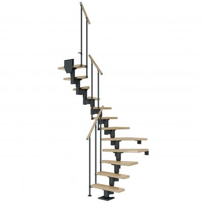 DOLLE Mittelholmtreppe Cork, inkl. einseitigem Geländer, Einzelstab (anthrazit), 1/2 gewendelt,259 cm - 315 cm,75 cm,Ahorn Image