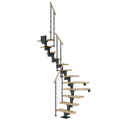 DOLLE Mittelholmtreppe Cork, inkl. einseitigem Geländer, Edelstahl (anthrazit), 1/2 gewendelt,222 cm - 270 cm,75 cm,Ahor