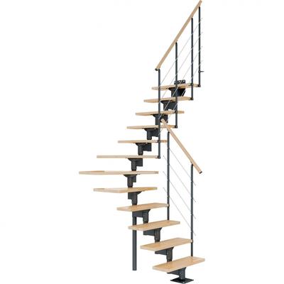 DOLLE Mittelholmtreppe Boston, inkl. einseitigem Einzelstabgeländer, Einzelstab (anthrazit), 1/4 gewendelt,Buche Image