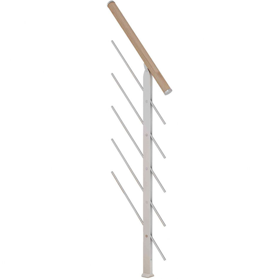 DOLLE Geländerelement inkl. Holzhandlauf für Mittelholmtreppe Frankfurt, Hamburg, Berlin, Sydney, Weiß, Handlauf Eiche, weiß Image