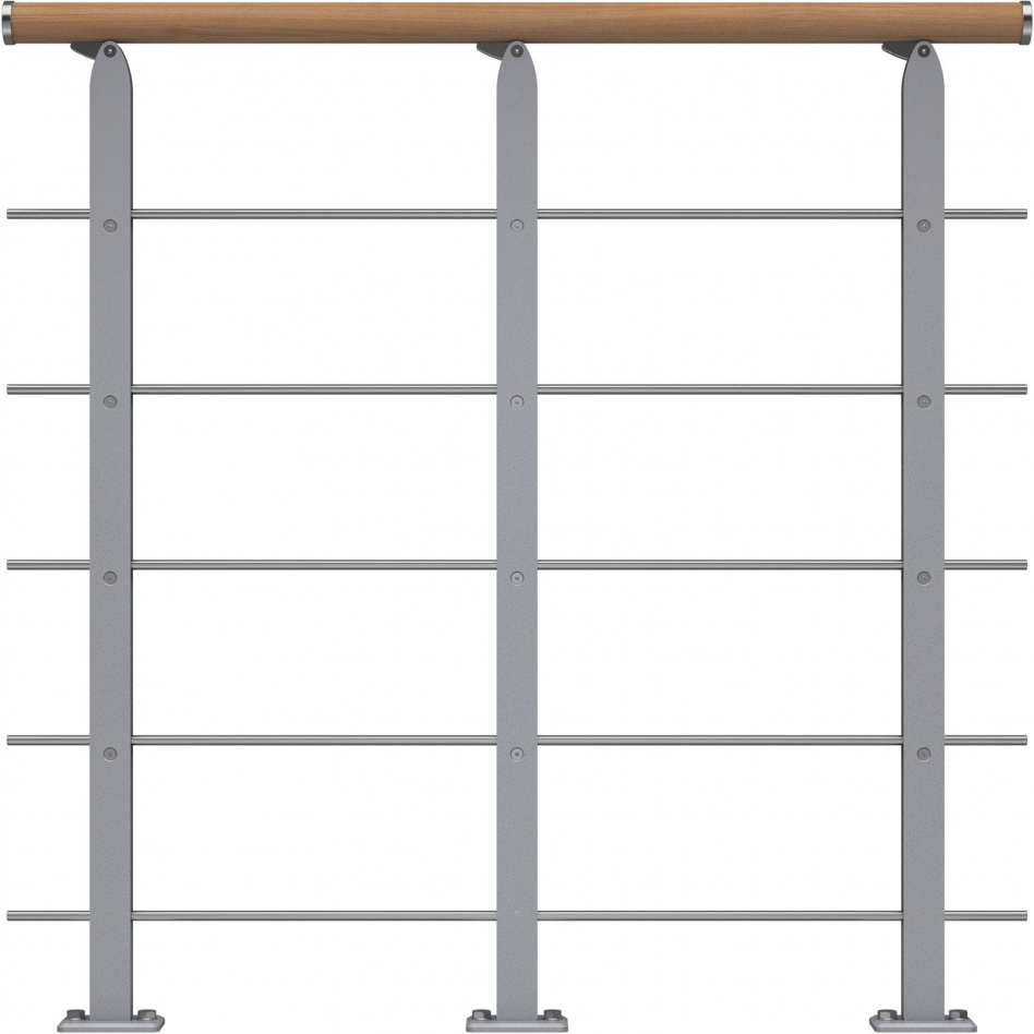 DOLLE Brüstungsgeländer für Mittelholmtreppe Frankfurt, Hamburg, Berlin, Sydney - Starter Set, Perlgrau, Handlauf Eiche Image