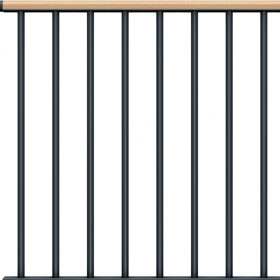 DOLLE Brüstungsgeländer für Mittelholmtreppen Cork, Dublin, Basel - Starter Set, Anthrazit, Einzelstabgeländer,Handlauf Ahorn Image