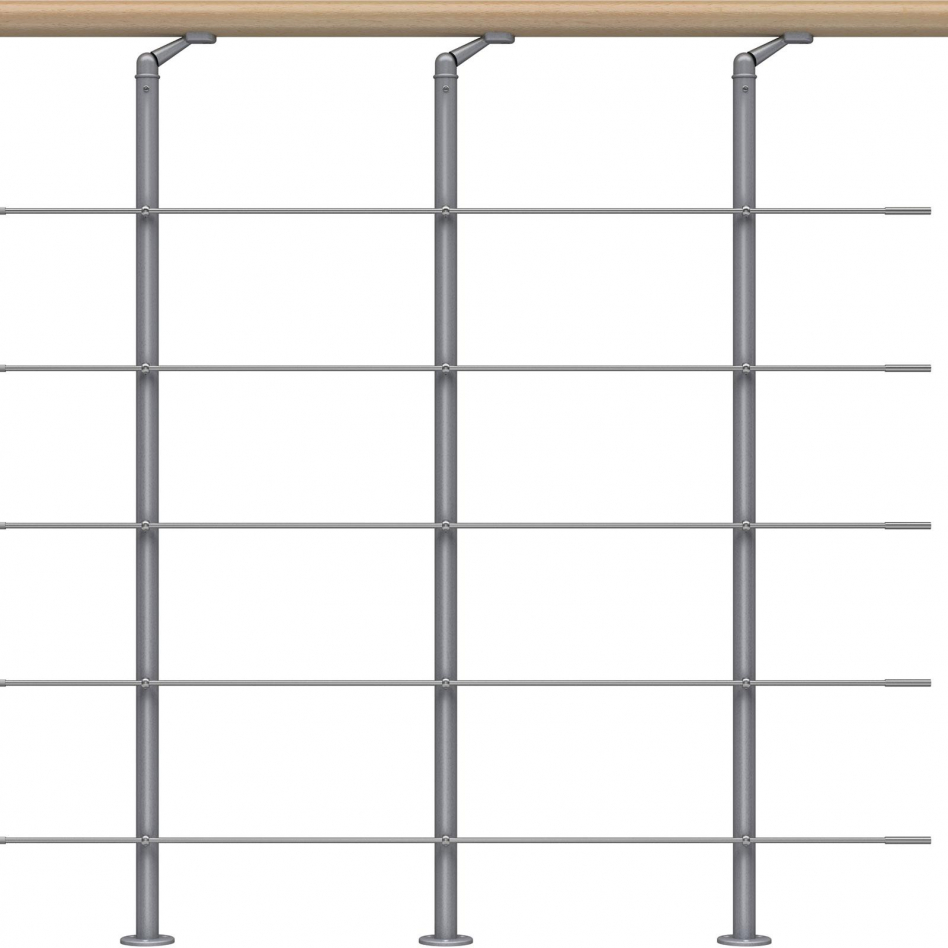 DOLLE Brüstungsgeländer für Mittelholmtreppen Cork, Dublin, Basel - Erweiterungs-Set, Perlgrau, Edelstahlgeländer,Handlauf Ahorn Image