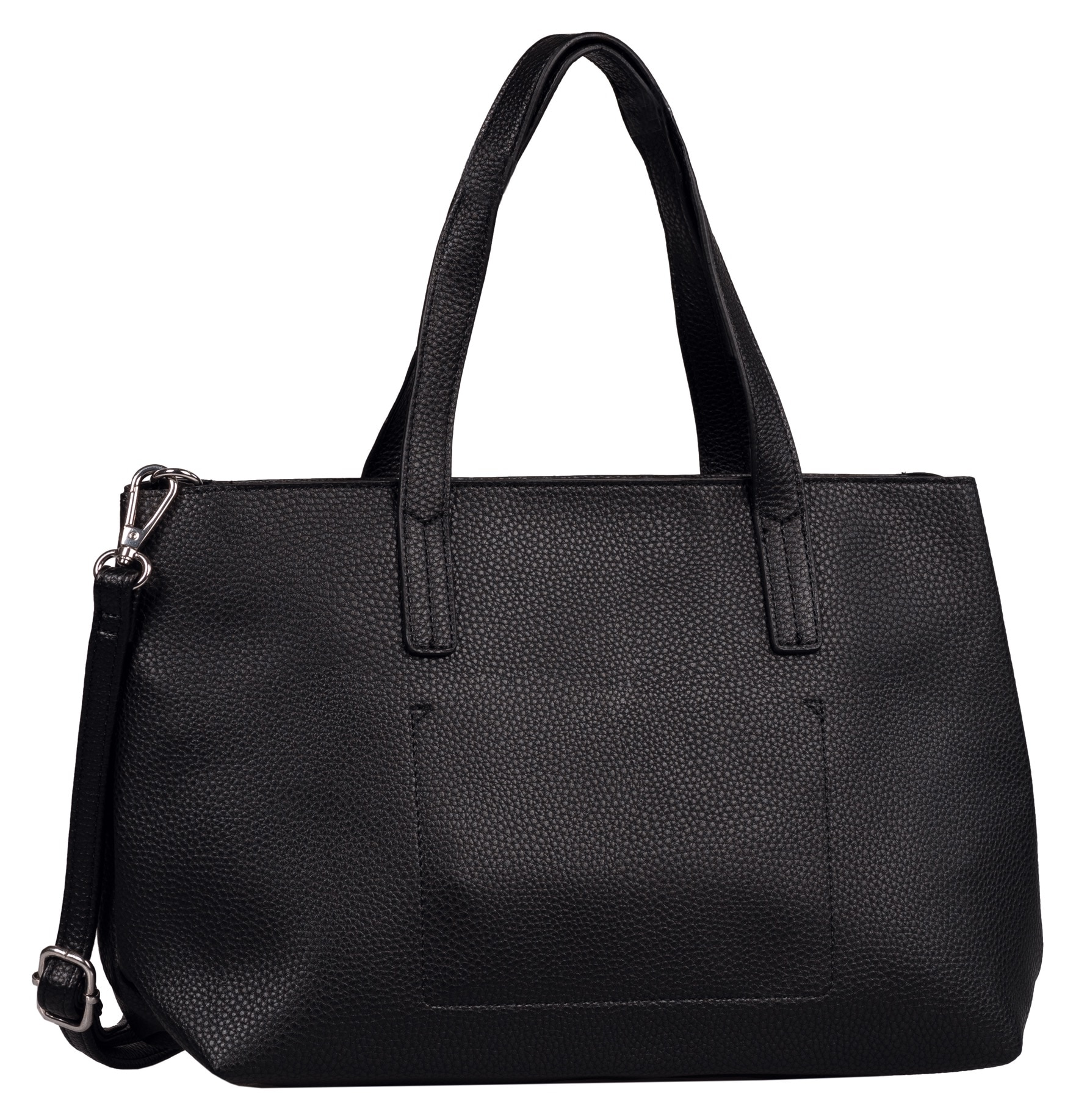 Shopper TOM TAILOR "Marla", Damen, Gr. B/H/T: 34cm x 21cm x 12cm, schwarz, Polyurethan, Polyurethan (PU), clean, gepflegt, geprägtes Muster, unifarben, Taschen Shopper, aus fein genarbtem Lederimitat außen und weichem Suede-Imitat Futter