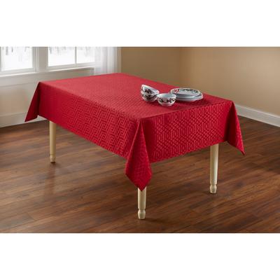 Wide Width Jacquard Tablecloth by BrylaneHome in Red (Size 60" W 104"L)