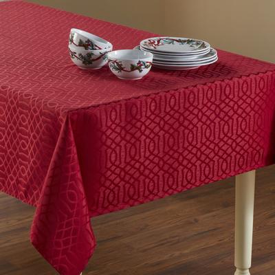 Wide Width Jacquard Tablecloth by BrylaneHome in Red (Size 60" W 104"L)