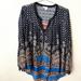 Anthropologie Tops | Anthropologie Meadow Rue Womens Long Sleeve Henley Boho Blouse Top Size Small | Color: Blue/Orange | Size: S