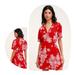 Free People Dresses | Free People Blue Hawaii Red Floral Print Short Sleeve Mini Dress | Color: Red | Size: Sp