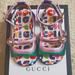 Gucci Shoes | Authentic Gucci Kids Pink/Purple/Green/Gold Sandals Size 20 (European Size). | Color: Green/Pink | Size: 20 European Size Kids