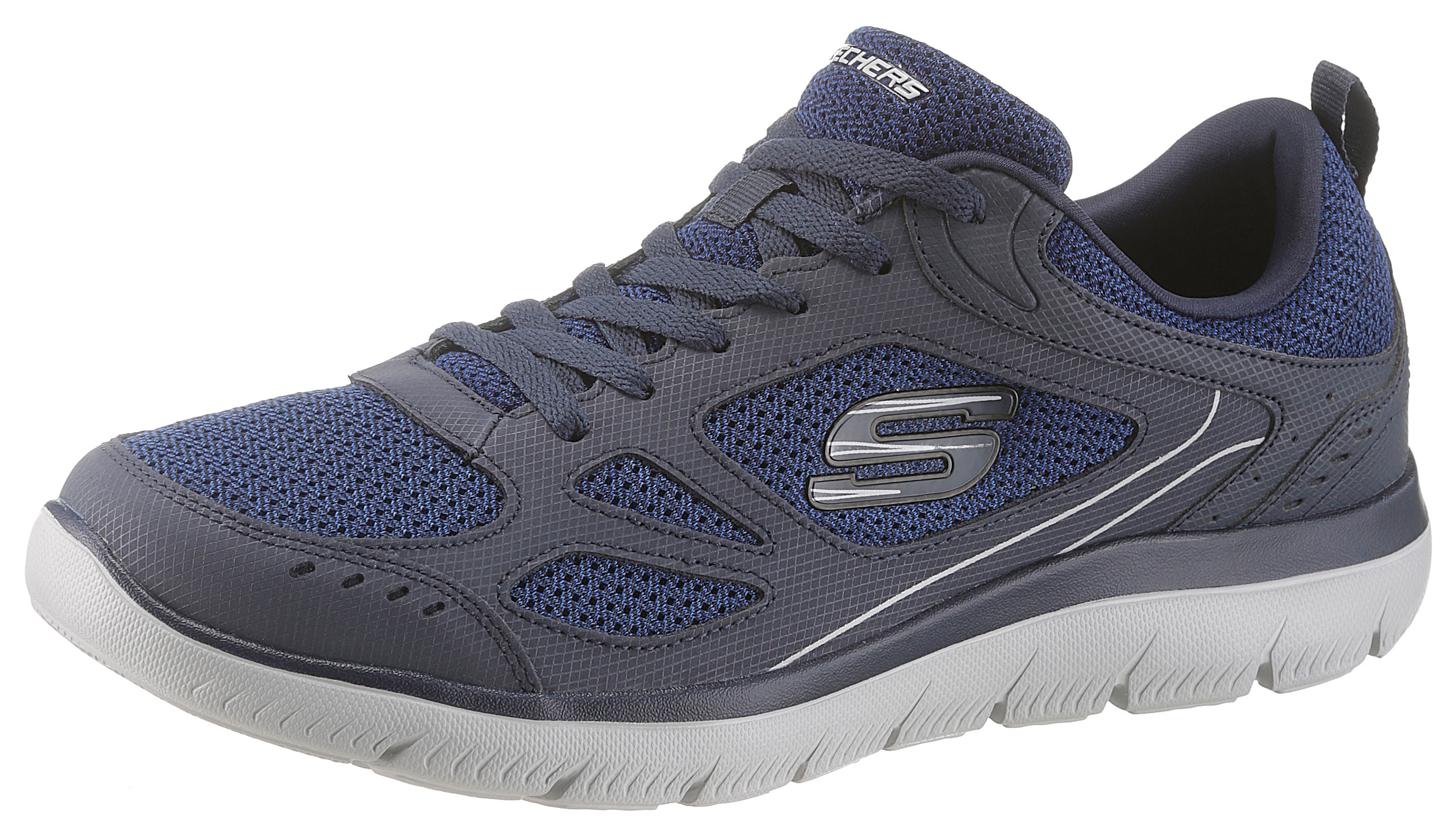 Sneaker SKECHERS "Summits-South Rim", Damen, Gr. 41, blau, Leder, Textil, Schuhe Sneaker, Freizeitschuh, Halbschuh, Schnürschuh im modernen Materialmix