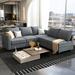 Gray/Blue Sectional - Latitude Run® L-Shaped Modular Sectional Couch Reversible Modular Upholstered Sofa Polyester | 33.9 H x 87 W x 56 D in | Wayfair