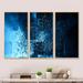 Orren Ellis Fractal 3D Blue Paint Splash - 3 Piece Floater Frame Graphic Art on Canvas Metal in Black/Blue | 32 H x 48 W x 1 D in | Wayfair