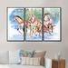 Charlton Home® Galoping Horses w/ Carriage in The Snow - 3 Piece Floater Frame Graphic Art on Canvas Canvas, in White | Wayfair