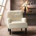 Armchair Velvet Fabric Upholstery Padded Seat Button-dotting Backrest Accent Chairs with Rubberwood Legs and Nailhead Trim