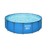 Bestway Steel Pro 15' x 48" Round Above Ground Outdoor Backyard Swimming Pool - 15ft. X 48in. - Blue