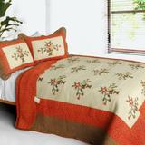 Winter Sonata 3PC Cotton Contained Vermicelli-Quilted Patchwork Quilt Set (Full/Queen Size)