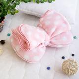 Pink Bow Fleece Throw Blanket Pillow Cushion / Travel Pillow Blanket (29.5 by 35.4 inches)