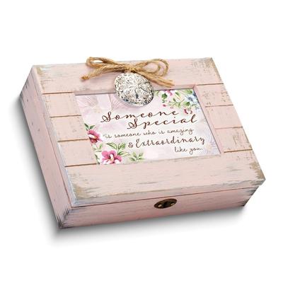 Curata Someone Special Sentiment Blush Distressed Wood with Locket Music Box : Wonderful World