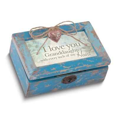 Curata Distressed Finish Wooden Granddaughter Heart Locket Music Box (Plays Are My Sunshine)