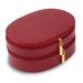 Curata Red Leather with Mirror Velour Lined Zippered Two Level Jewelry Case