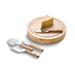 Curata Circo Rubberwood Cheese Board with 4 Piece Stainless Steel Cheese Tool Set Stored Inside