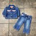 Levi's Matching Sets | Baby/Toddler Vtg Levi’s Strauss & Co. Jean Jacket & Pants 2pc Outfit Size 12m | Color: Blue/Pink | Size: 12mb