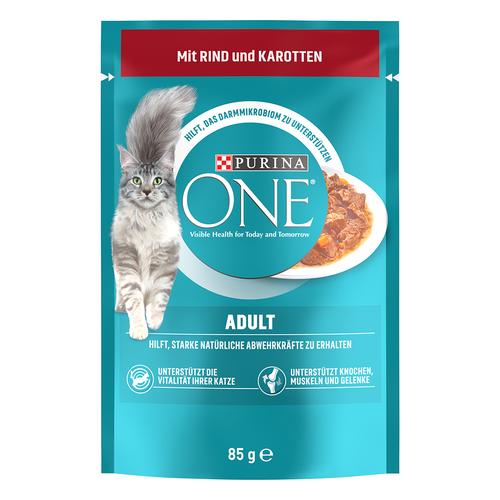 52x85g PURINA One Adult Rind/Karotte Katzenfutter nass