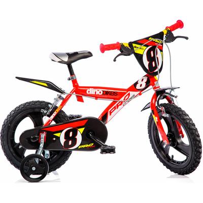 Kinderfahrrad DINO "Mountainbike 14 Zoll" Fahrräder Gr. 25cm, 14 Zoll (35,56cm), rot Kinder mit Stützrädern, Frontschild und coolen Schutzblechen