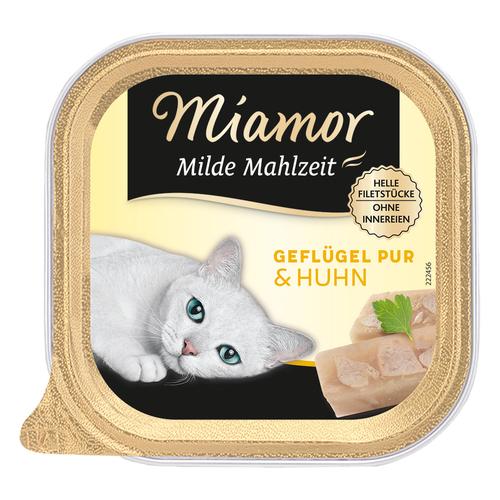 Sparpaket: 16x100g Miamor Milde Mahlzeit Geflügel Pur & Huhn Katzenfutter nass