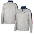 Men's Colosseum Gray/Navy Ole Miss Rebels Bushwood Fleece Quarter-Zip Jacket