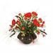 Distinctive Designs Poppies w/ Ranunculus & Grasses Mixed Floral Arrangement in Planter Polysilk in Red | 24 H x 32 W x 29 D in | Wayfair 6123