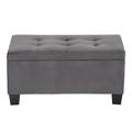 Latitude Run® Linen Storage Ottoman, Rectangular Ottoman Bench, Beige Velvet in Black | 15 H x 29.9 W x 15 D in | Wayfair