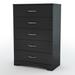 Ebern Designs Step One 5-Drawer Chest In Black Finish Wood in Black/Brown | Wayfair 2477B8EDEE93486EAD8F1E0EEC519A85