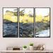 Mercer41 Gray, Yellow & Hand Painted Marble Composition - 3 Piece Floater Frame Print Set on Canvas Canvas, in White | 20 H x 36 W x 1 D in | Wayfair