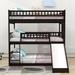 Harriet Bee Full Over Full Over Full Triple Bed, Wood Bed w/ Built-in Ladder & Slide | 76.5 H x 58 W x 79 D in | Wayfair