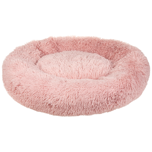 Tierbett Pelzimitat Rosa ø 80 cm Hundekissen aus Polyester für Hunde, sowie Katzen Wohnzimmer Flur Schlafzimmer Kuschelig Oval Modern