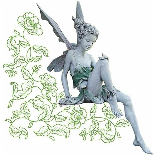 22cm Elfen Figur Harz Elfen Gartendeko Figuren Fee Figur mit Flügeln, Gartendeko für Außen