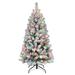 Puleo International 4.5 ft. Pre-lit Flocked Virginia Pine Tree