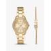 Michael Kors Mini Tibby Gold-Tone Pavé Watch and Bracelet Gift Set Gold One Size