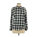 Gap Long Sleeve Button Down Shirt: Black Checkered/Gingham Tops - Women's Size Medium