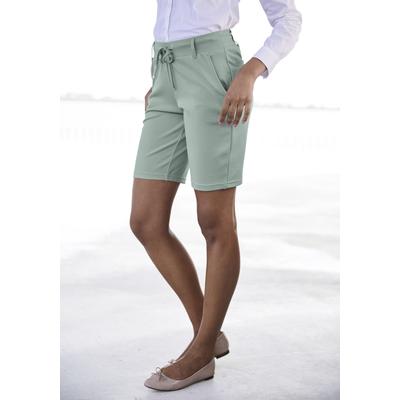 Shorts LASCANA, Damen, Gr. 42, N-Gr, grün (mint), Sweatware, Obermaterial: 70% Viskose, 25% Polyamid, 5% Elasthan, unifarben, casual, lässig geschnitten ca. Mitte Oberschenkel, Hosen, mit Gürtelschlaufen und Bindeband, Loungewear Image