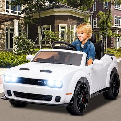 iYofe Licensed Dodge 12 V Ride on Car for Kids, Battery Powered Cars Electric Vehicle Toys in White | 21.45 H x 25.78 W x 43.3 D in | Wayfair