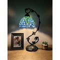 Bloomsbury Market Grayden Tiffany Table Lamp Stained Glass Green Leaves Iron Metal Leaves H21" Resin/Glass in Blue | 21 H x 11 W x 8 D in | Wayfair