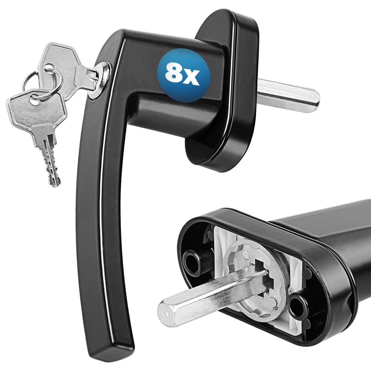 MONZANA® Fenstergriffe 8er Set Aluminum schwarz inkl. Schlüssel Image