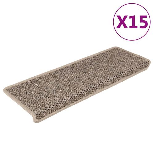 vidaXL Treppenmatten Selbstklebend Sisal 15 Stk. 65x21x4cm Dunkelbeige