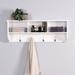 White Entryway Wall Mounted Coat Rack with 4 Dual Hooks Living Room Wooden Storage Shelf