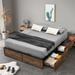 Gymax Full Industrial Metal Platform Bed Frame with 4 Drawers Wooden