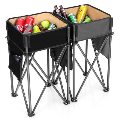 Costway 2 PCS Folding Camping Tables w/ Large Capacity Storage Sink - See Details